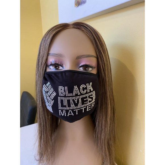 Black Lives Matter Fist  Face Mask Crystal Front L - Picture 2 of 10